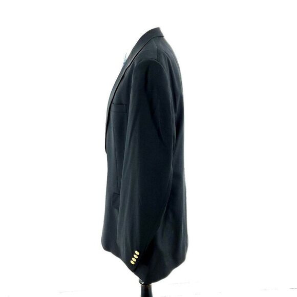 Hart Schaffner Marx Gold Trumpeter Nordstrom Wool 2 Gold Button Blazer 42L Black - Picture 5 of 11